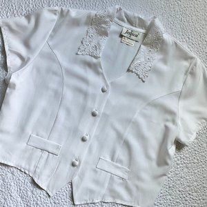 COPY - Vintage White Embroidered Collar Blouse